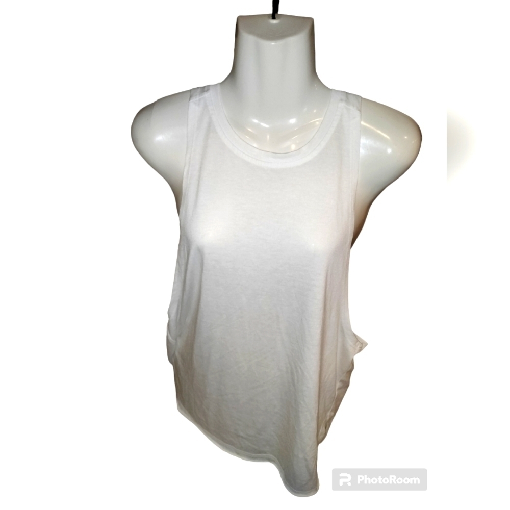 racerback white tank top small low sides soft lightweight